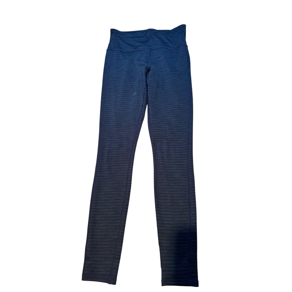 Athleta‎ Womens Navy Blue Herringbone Textured High Rise Leggings Size S